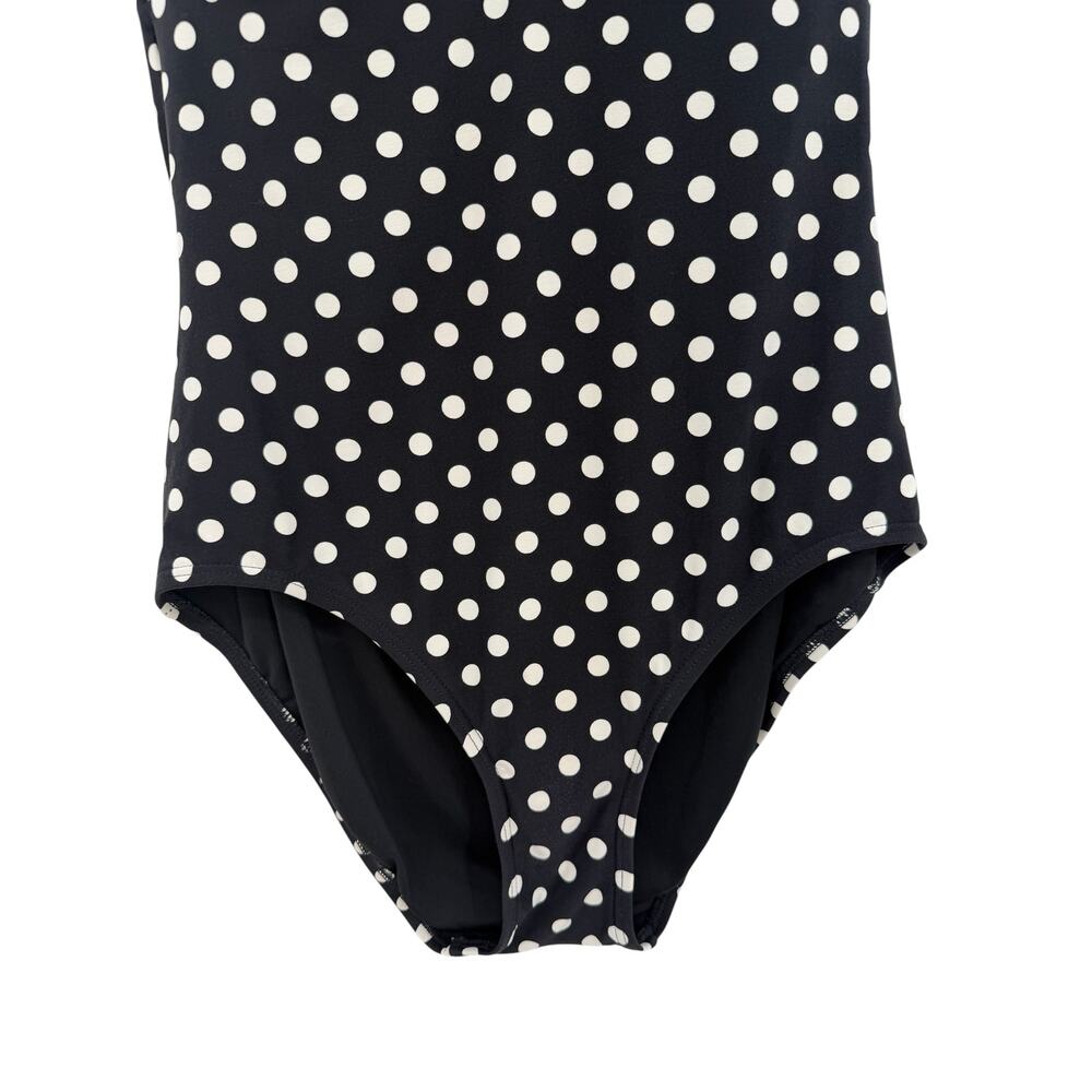 Kate Spade New York Polka Dot One Piece Swimsuit Bow Front Black White Large - Picture 5 of 10